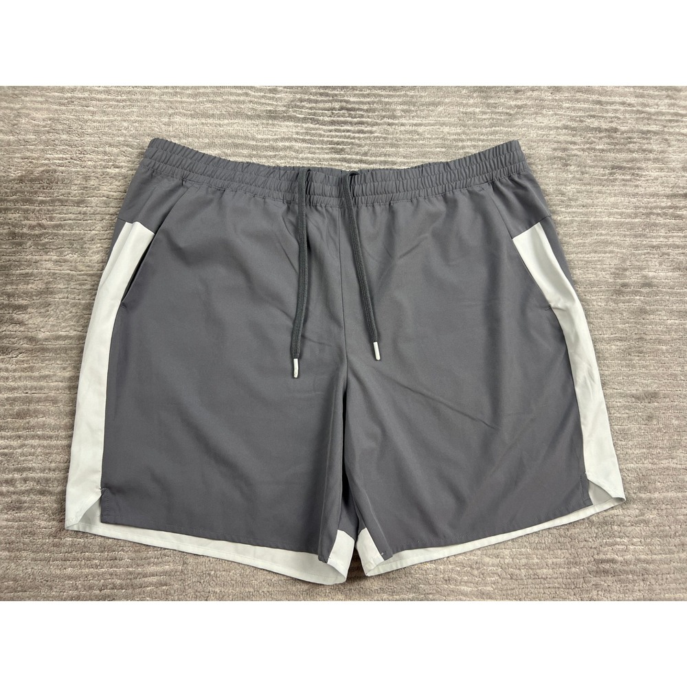 Tek Gear Shorts Mens XL Gray White Performance Athletic Colorblock Drawstring